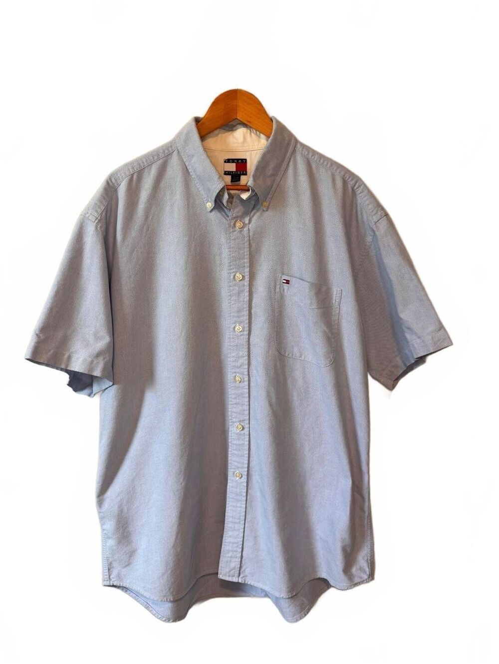 TOMMY HILFIGER | Vintage Oxford Short Sleeve Shirt Blue XL Classic Americana